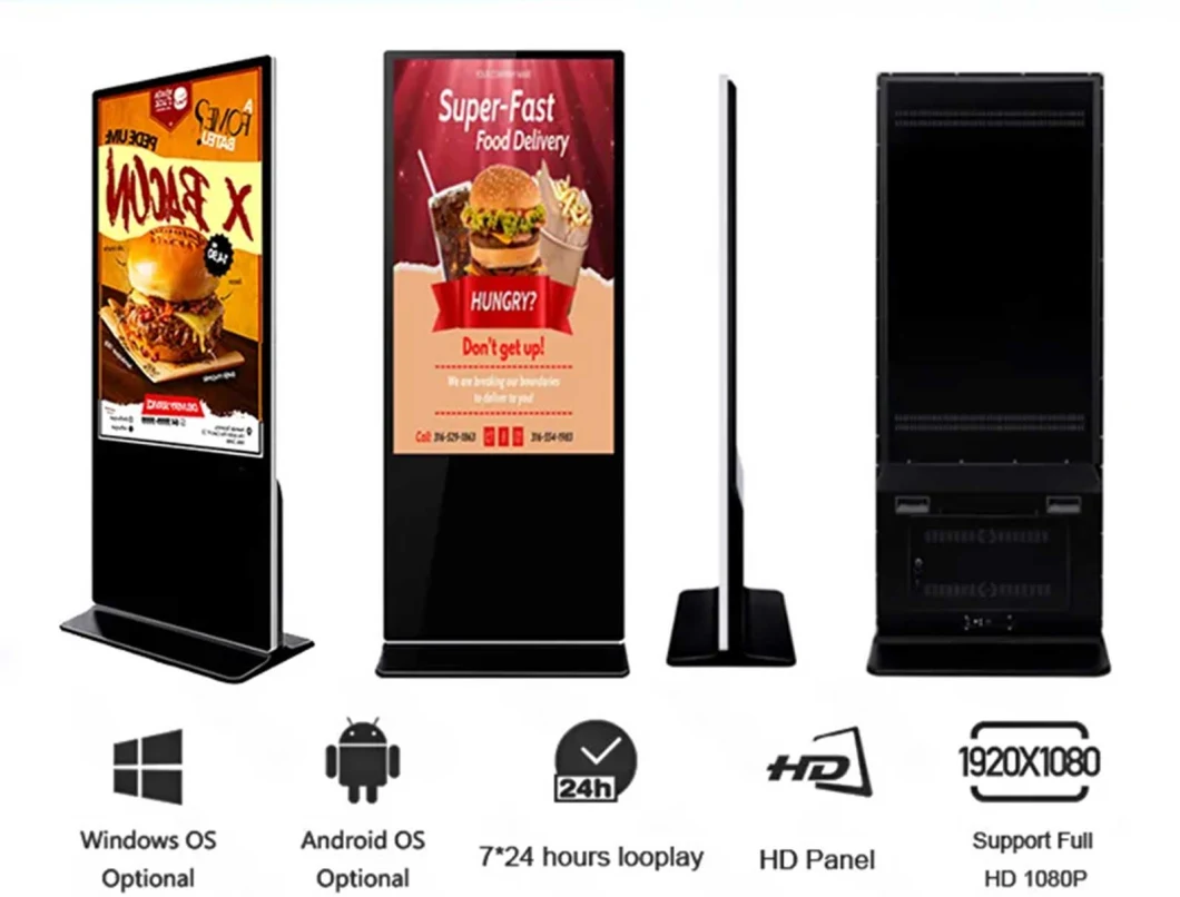 65-Inch Floor Stand HD Full Color Digital Signage TFT LCD Display